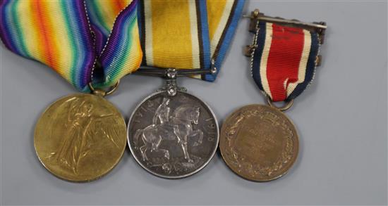 WWI War and Victory medal duo to Pte E G Izzard, 19th Lond. R. and a London County Council Kings medal to M. Flick